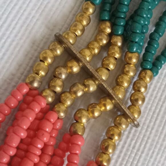 Colorful Seed Beaded Multicolored Multi Strand Layered Statement Boho Necklace - Picture 6 of 9